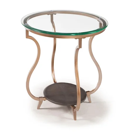 Transitional Oval End Table with Gold-Finished Legs and Glass Top